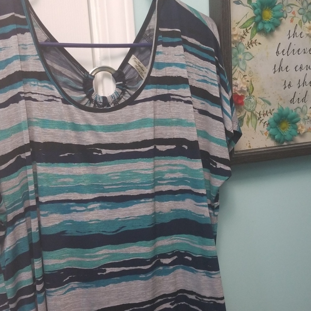 Blue and gray top